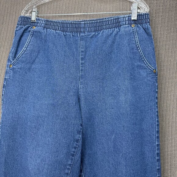 Hasting & Smith Petite Womens PL Blue Elastic Waist Denim Capri Pants Pockets - Picture 7 of 7
